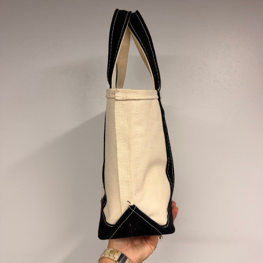 VTG 90's L.L. Bean Boat & Tote Canvas Bags SET OF 2 Dance Court Black Handles - Picture 3 of 15
